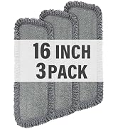 16.5 inch Mop Pads Refills, 3 Pack Microfiber Reusable Replacement Mop Pads Flat Replacements Hea...