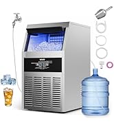 VEVOR Commercial Ice Maker Machine, 150 lbs/24h with 30 lbs Storage Capacity, Built-in/Freestandi...