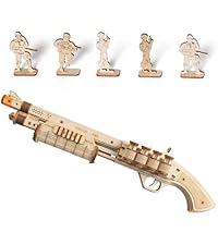 ROKR Gun 3D Puzzles for Adults, Wooden 3D Puzzle Rubber Bands Gun Toy, Rotating-Barrel Machine Gun, ...