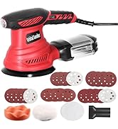 Orbital Sander, 300W Power Random Orbital Sanders with Dust Box 6 Variable Speed 6000-13000 RPM 2...