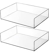Elsjoy Set of 2 Acrylic Letter Tray, 2-Tier Stackable Paper Tray Clear Desktop File Organizer for...