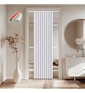 JILRON Accordion Door Curtain,Adhesive Curtain Track Mounting, 100% Blackout Doorway Curtains, fo...