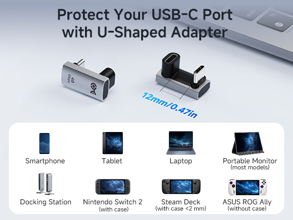 40Gbps USB Type C Extender Adapter for MacBook Pro, Dell XPS, and Razer Blade