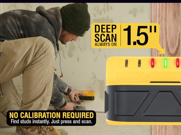 The M70 stud finder requires no calibration and detects up to 1.5&amp;#34; deep over drywall