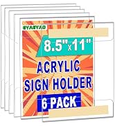 Acrylic Sign Holder 8.5 x 11 with Double Sided Adhesive Tape, Wall Sign Memo Document Menu Holder...