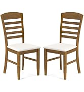 Giantex Wooden Dining Chairs Set of 2, Upholstered Kitchen Side Chairs w/Rubber Wood Frame &amp; High...