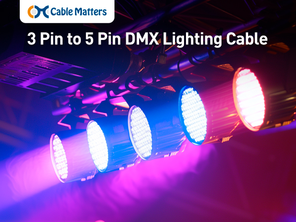 3 Pin Male XLR to 5 Pin Female XLR DMX Adapter