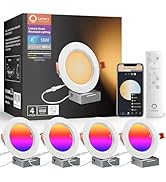 Lumary Smart WiFi LED Recessed Lighting 6 Inch with Remote, RGBWW Canless Ceiling Lights with Ant...