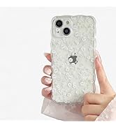 FABSPARK Case for iPhone 15 Pro Max,Transparent Clear Cute Flower Floral Pattern Wave Design Curl...