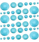 PH PandaHall 7 Sizes Synthetic Turquoise Cabochons, 84pcs Flat Round Gemstone Tiles Blue Turquois...