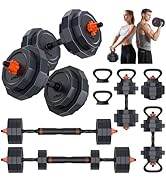 Rendpas Adjustable Dumbbells Set, 45/65/85 lbs Free Weight Set with Connector, 4 in1 Dumbbells Se...