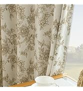 Floral 100% Blackout Curtains for Bedroom - Pinch Pleated Curtains 84 Inches for Living Room Dini...