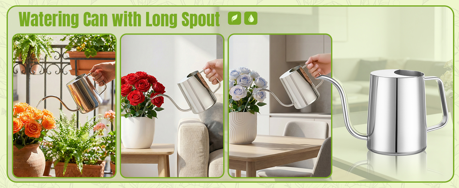 34oz/1000ml Watering Can Indoor Plants with Long Spout, Plant Watering Can for Ergonomic Handle