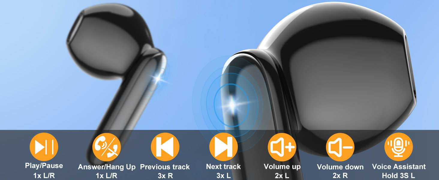 Wireless Earbuds Bluetooth 5.4, in Ear buds Deep Bass Stereo 6 Mic ENC Noise Cancelling