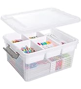 Citylife 17 QT Plastic Storage Box with Removable Tray Craft Organizers and Storage Clear Storage...
