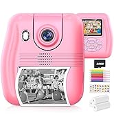 Instant Print Camera Gift for Kids Age 3-12 Girls Boys, 1080P HD Selfie Digital Camera, 12MP Kids...