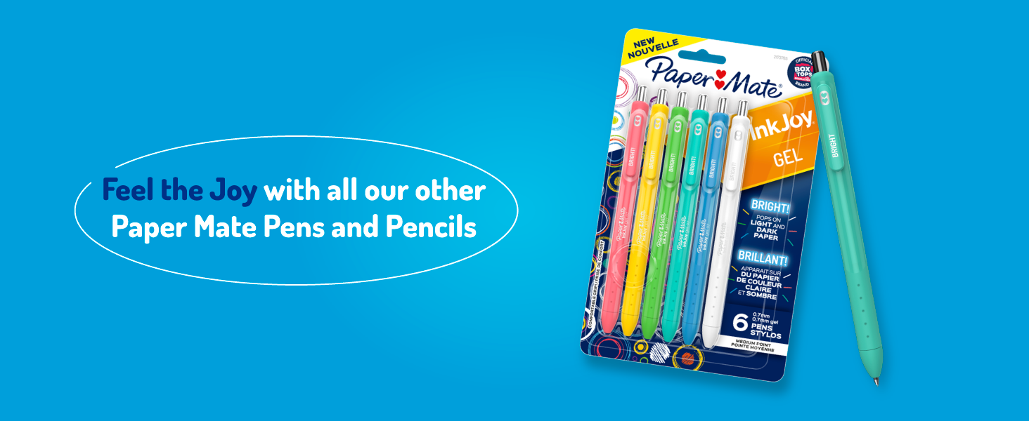 feel the joy paper mate inkjoy gel bright writing colorful trendy student teacher gift pens pencils 