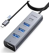 intpw USB C to USB A Hub Splitter 5 Ports with BC Charging Aluminum Thunderbolt to USB C Hub Mult...