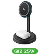 THREEKEY 25W 2-in-1 Wireless Charging Station,for Qi2 MagSafe Charger with Quiet Cooling Fan, for...