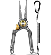 TRUSCEND Fishing Pliers Saltwater with Mo-V Blade Cutter, Corrosion Resistant Teflon Coated Muti-...