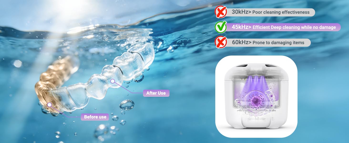 Denture Cleaner Machine with 4 Modes for Mouth Guards, Jewelry, Rings, etc (White)