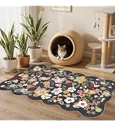 Entryway Washable 2x4 Rug Floral: Vintage Low Pile Runners Non-Slip Stain Resistant Carpet for En...