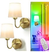 Depuley Battery Operated Wall Sconce: Set of 2 Wireless Wall Lights with Remote Control - Recharg...