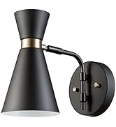 Globe Electric 65855 Belmont 1-Light Hardwired Wall Sconce, Satin Black, Gold Accents