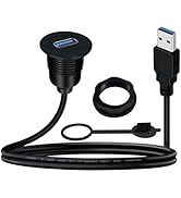 YINGAYOU USB Panel Mount Cable 5Gbps USB 3.0 Male to Female Extension 5V 3A USB A Mount Car Mount...