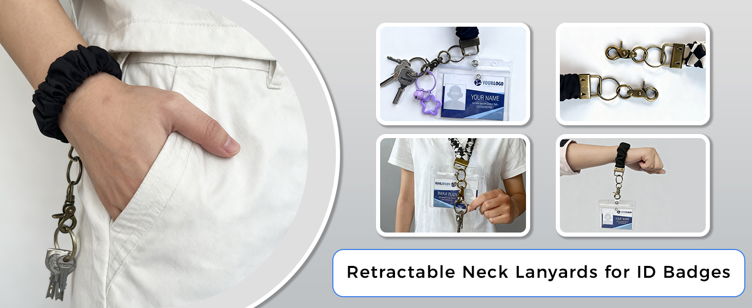 Stretchy Scrunchie Lanyard Set for ID Badges and Keys