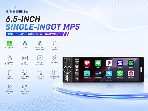6.5 inch single din car stereo