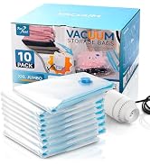 10 Pack XXL Jumbo Vacuum Storage Bags with Electric Air Pump, Space Saver Bags,Compression for Co...