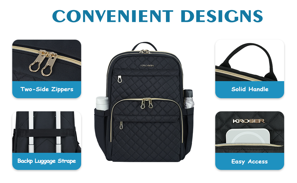 two side zippers, solid handle,luggage strap,easy access pockets