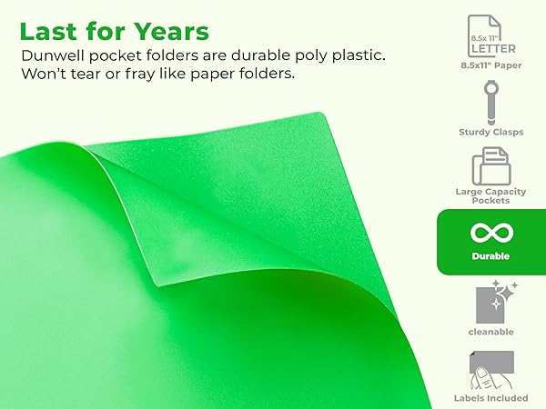 Dunwell 3-Prong Poly Folder Vibrant - Last for Years