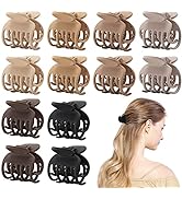 12 PCS Hair Clips for Thin Hair, Neutral Double Row Teeth Hair Clips for Women Girls, Small Claw ...
