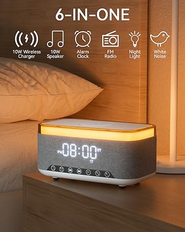 Wireless Charging Alarm Clock Speaker