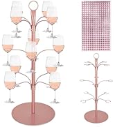 Goldmeet 3 Tier Cocktail Tree Stand, Champagne Tower with 12 Holders, Metal Glasses Holder with C...