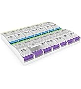 EZY DOSE Weekly (7-Day) Pill Case, Medicine Planner, Vitamin Organizer Box, 4 Times a Day, X-Larg...