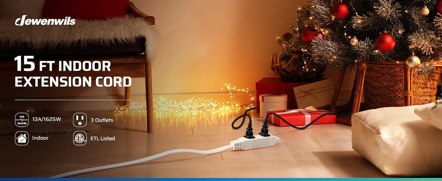  15 FT extension cord white