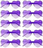 NACHLYNN 10 Pairs Heart Sunglasses Women Rimless Heart Shaped Sunglasses Candy Color Heart Glasse...