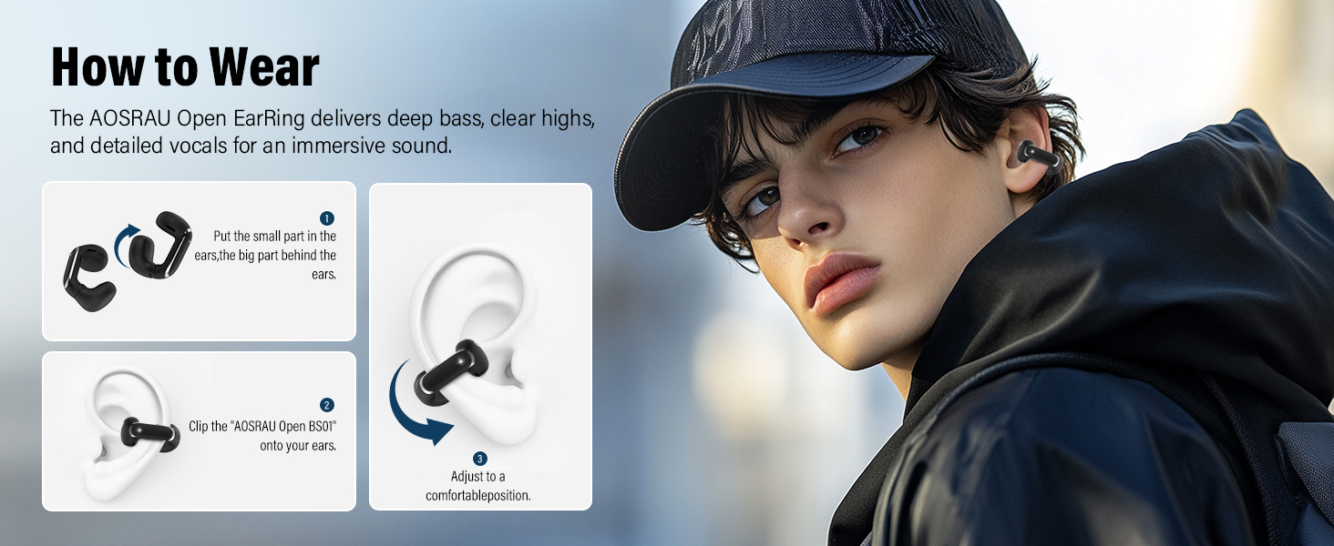 Wireless Earbuds Clip On Ear Headphones Open Ear Earbuds wireless earphone running ear bud headphone