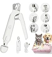 2-in-1 Dog Nail Clippers &amp; Grinder with LED Light, Quiet Electric Rechargeable Cat Nail Trimmer w...