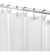 Seenus Waterproof Plastic Glitter Shower Curtain White, Sparkle PEVA Shower Curtain Liner with 3 ...