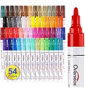 Overseas Paint Marker Pens - 54 Colors Permanent Oil Based Paint Markers, Medium Tip, Quick Dry a...