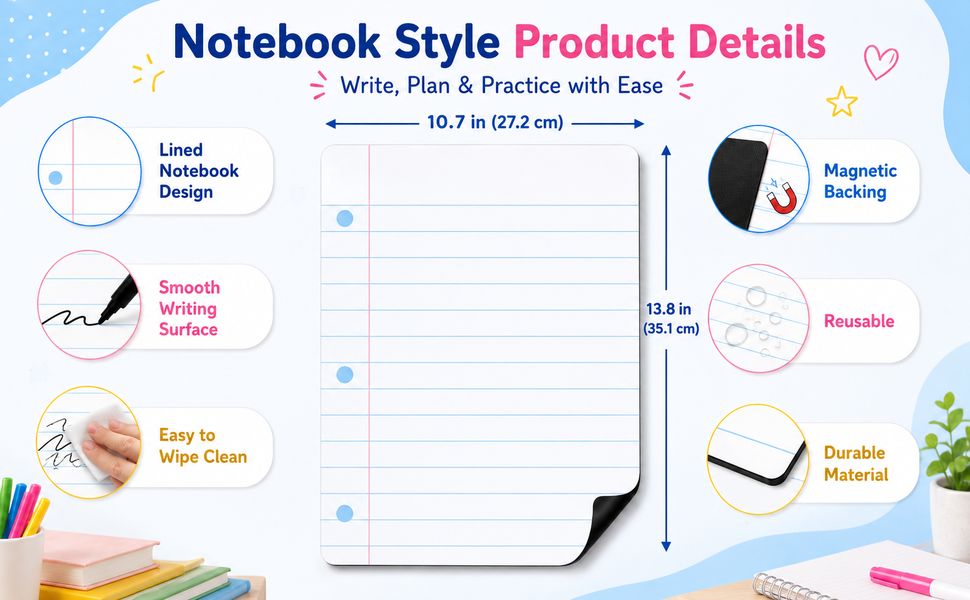 Magnetic Lined Notebook Paper