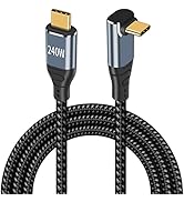 Poyiccot 240W USB C Cable 90 Degree, 10ft Type C to Type C Cable, 90 Degree USB C Cable PD 3.1 24...