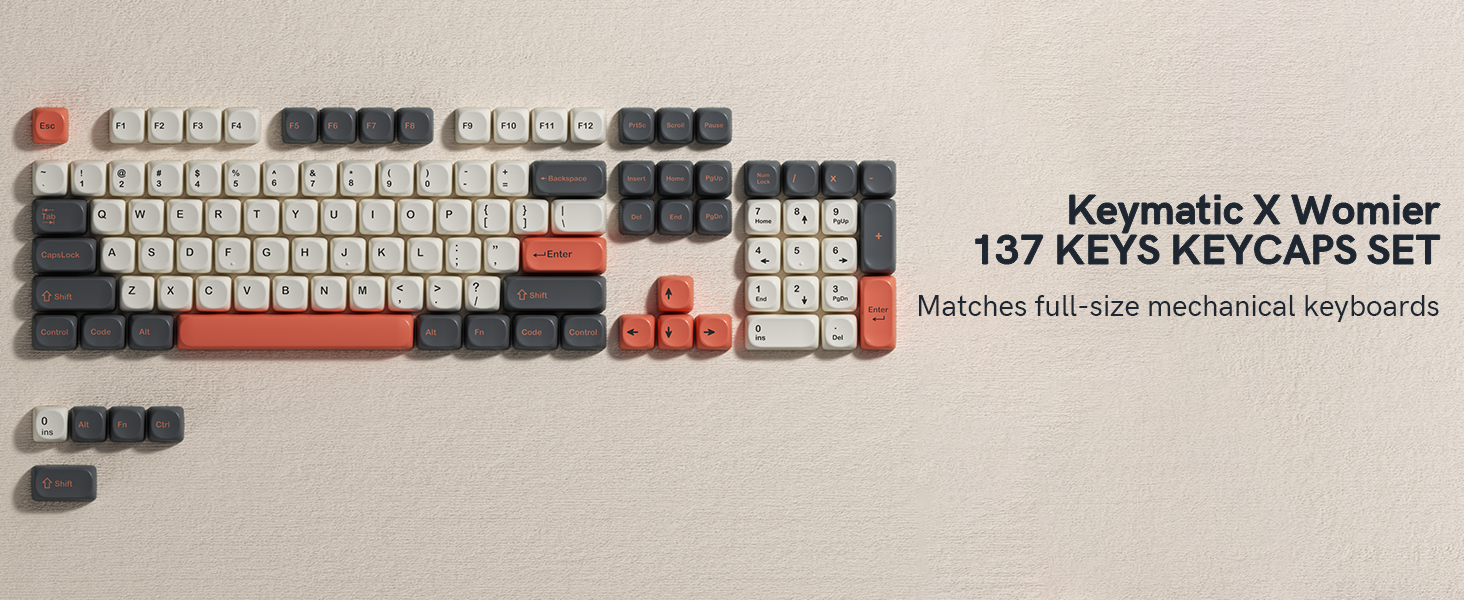 Keymatic PBT Keycaps Set-Gray Orange