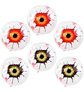 6 Pieces 22 Inch Halloween Eyeball Foil Balloons, 4D Round Eye Ball Mylar Balloons with Bloodshot...