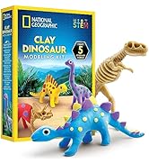 NATIONAL GEOGRAPHIC Clay Dinosaur Arts &amp; Crafts Kit - Dinosaur Air Dry Clay for Kids with 5 Clay ...