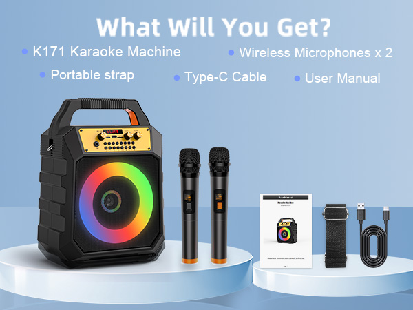 karokee machine with bluetooth and wireless microphone for adults